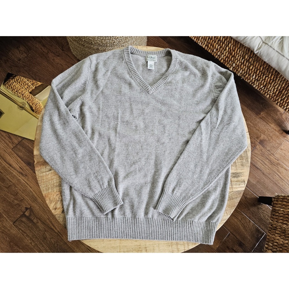 L.L Bean Lambs Wool‎ Blend Men's Sweater Size L Beige Outdoors Preppy